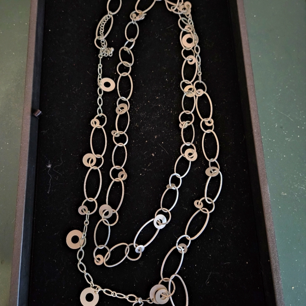 Chrome colored matte link necklace
